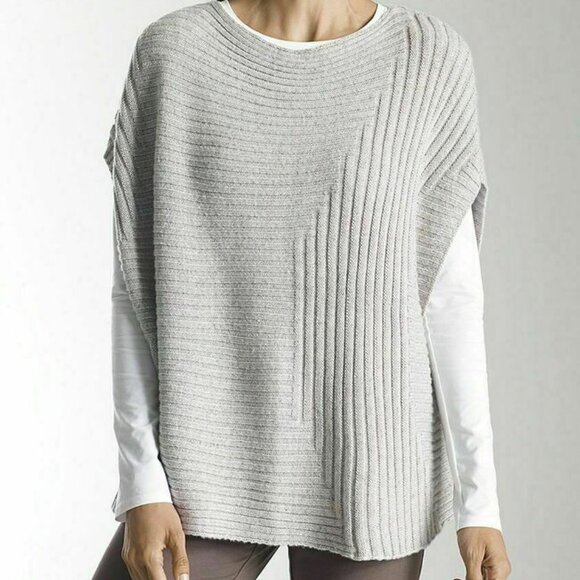 Pure Jill Wool Linen Blend Ribbed Knit Poncho Sweater Sleeveless Size XS/S - Picture 3 of 7